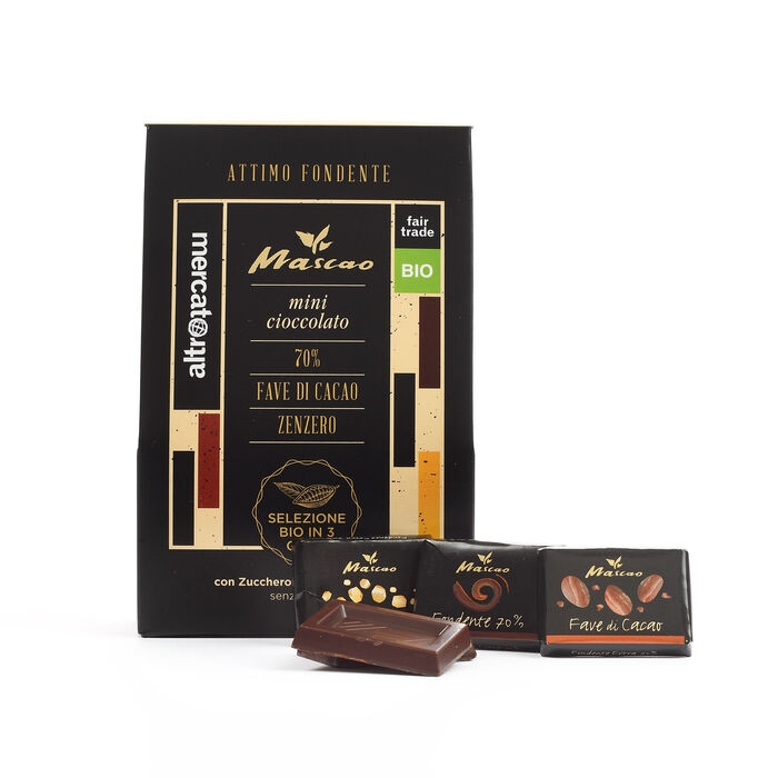 Attimo fondente - mini tavolette di cioccolato Mascao in 3 gusti - Altromercato