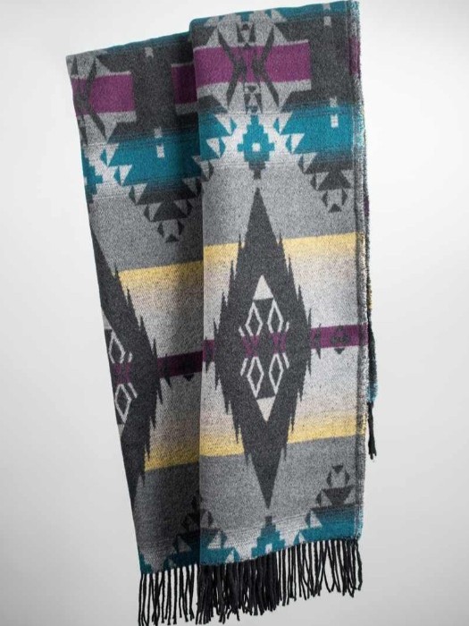 Plaid apache in misto lana rigenerata Grigio