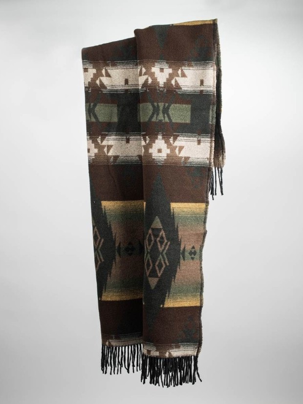 Plaid apache in misto lana rigenerata Moro verde