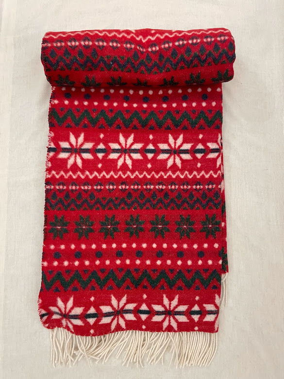 Coperta in lana rigenerata, plaid natalizio rosso
