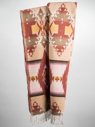 Coperta Navajo in misto lana rigenerata Apache cammello ruggine.