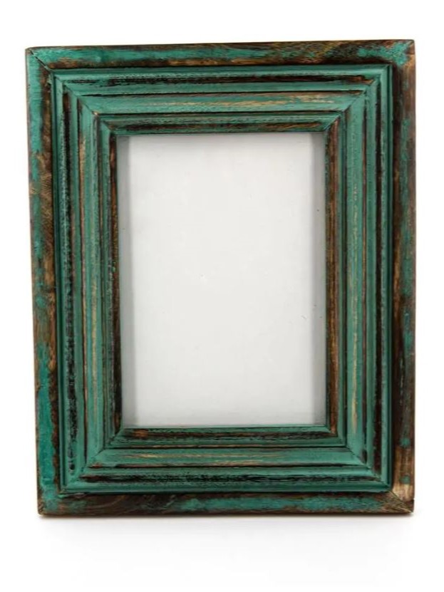 Cornice portafoto in legno RIGHE intagliate AZZURRA
