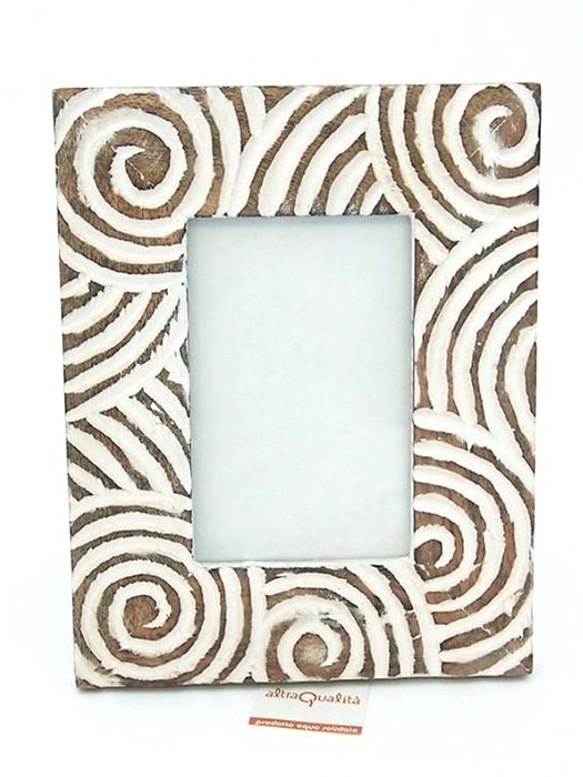 Cornice portafoto in legno dipinto spirali