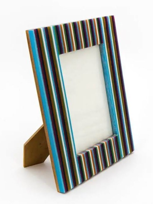 Cornice portafoto in legno resina RIGHE AZZURRE