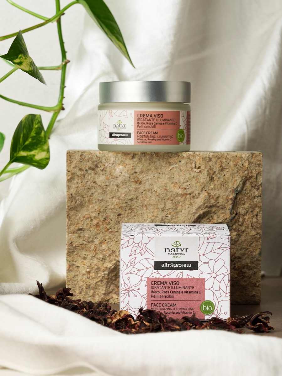 Crema viso con Vitamina C pelli sensibili all'Ibisco Bio