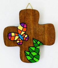 Croce in legno dipinta a mano