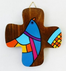 Croce in legno dipinta a mano