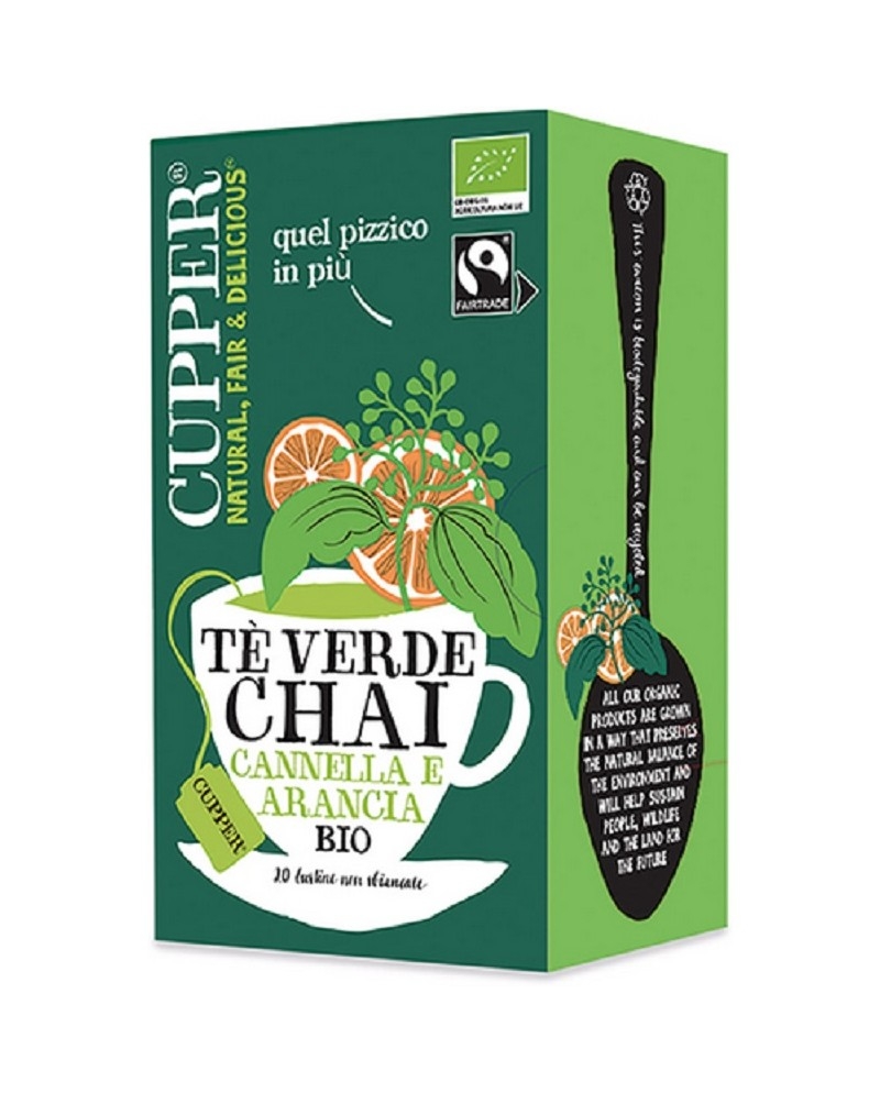Tè verde CHAI cannella e arancia 20 filtri CUPPER (CLIPPER)