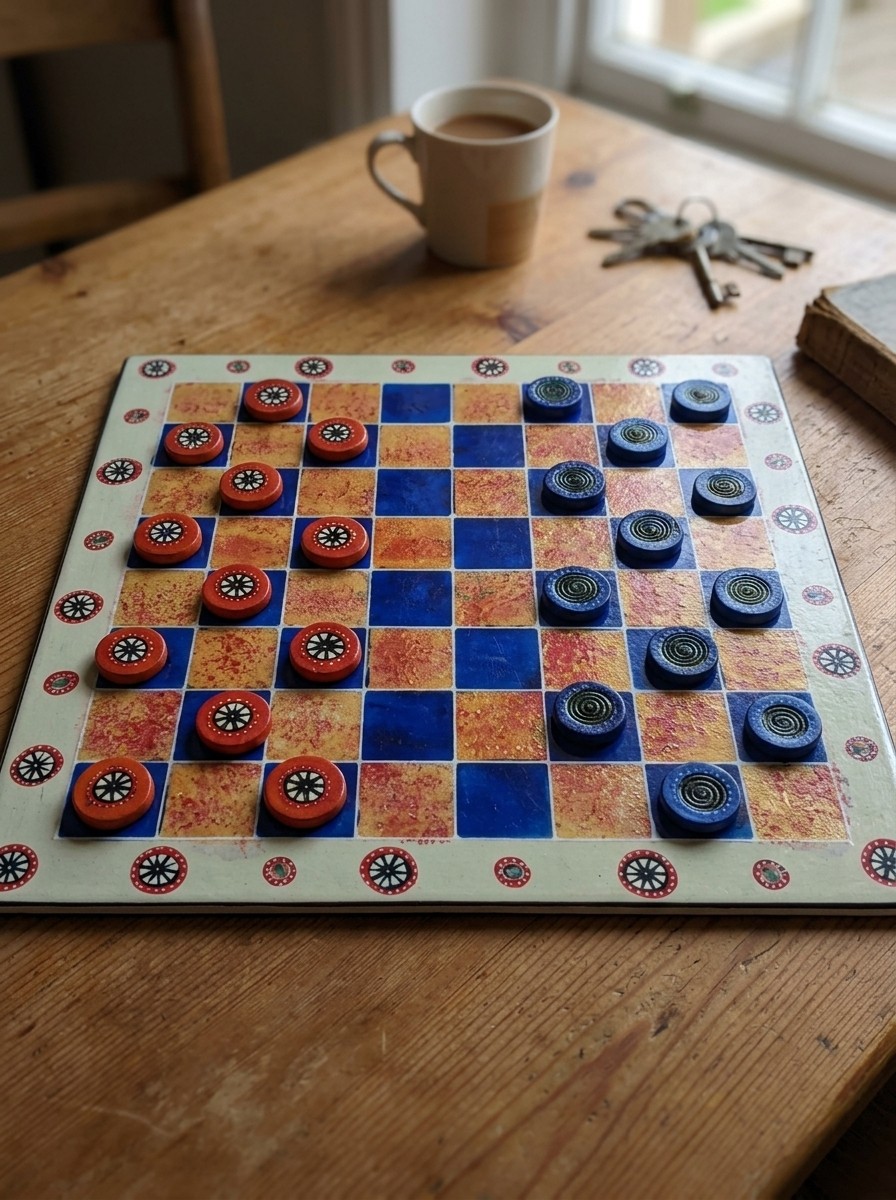 DAMA gioco da tavolo in pietra saponaria arancio e blu