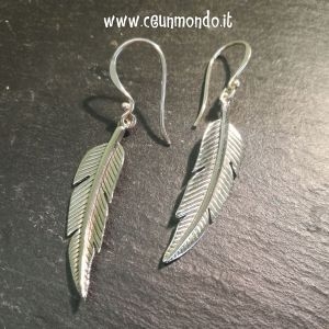 Orecchini Piuma pendenti in Argento 45mm