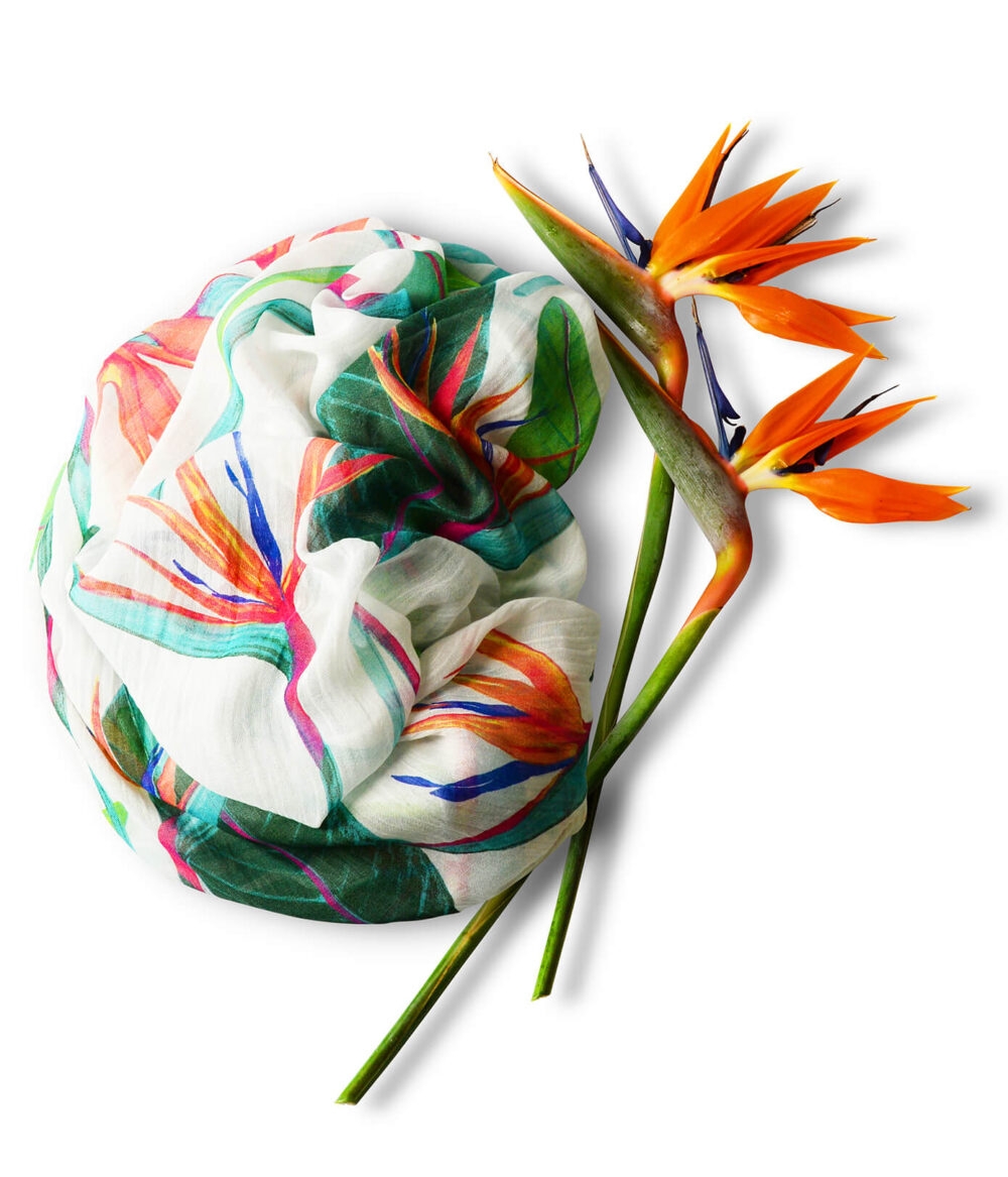 Foulard sciarpa Bamboo DeChirico bianco 01