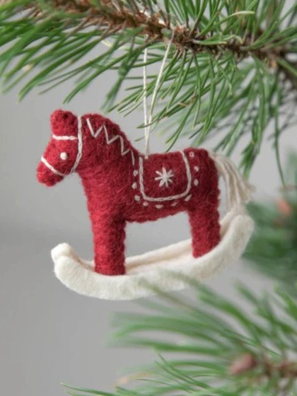Decorazioni natalizie in feltro CAVALLO a dondolo
