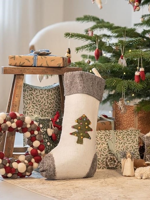 Calza di Natale porta doni in feltro