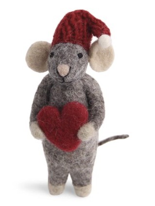Decorazioni natalizie in feltro TOPO con CUORE