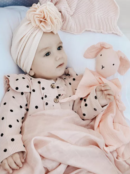 Doudou per neonati in bamboo Bio Coniglio rosa