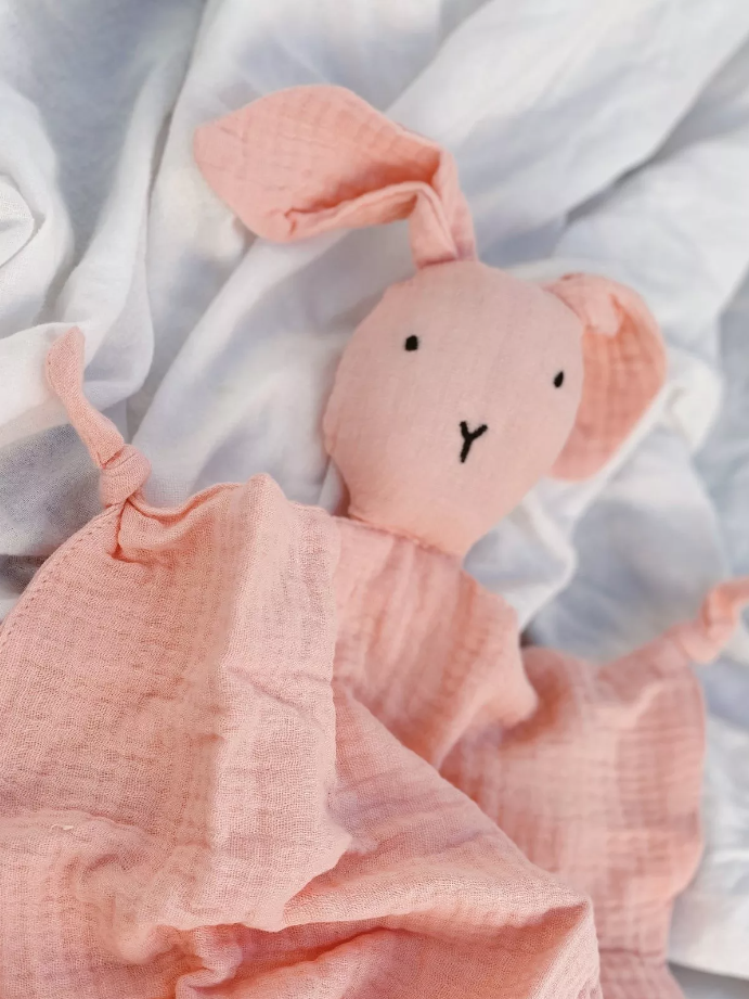 Doudou per neonati in bamboo Bio Coniglio rosa