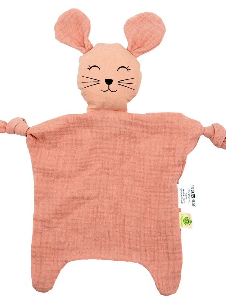 Doudou per neonati in cotone biologico Topolino rosa.