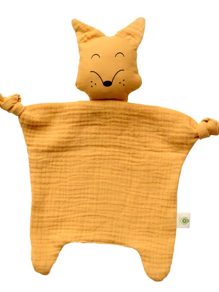 Doudou per neonati in cotone biologico Volpe gialla.