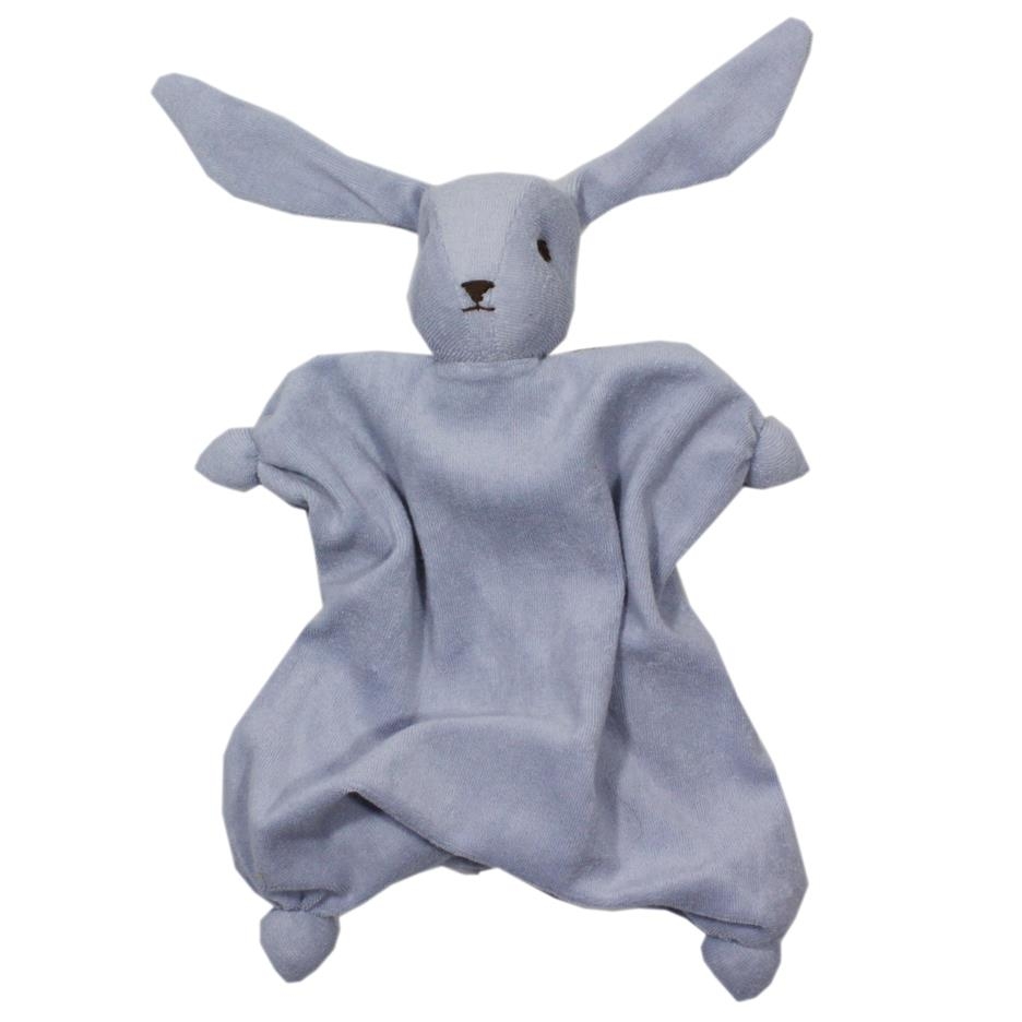 Doudou bambola per Neonati in cotone biologico RABBIT Azzurro lavanda