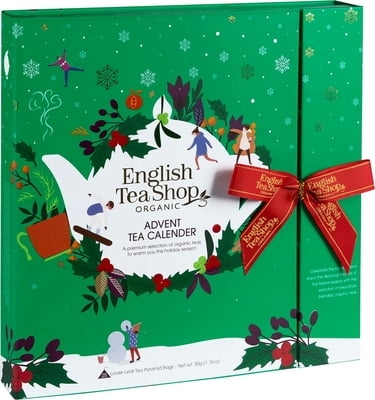 Calendario dell'avvento a libro con una selezione di 25 tisane e tè Bio ENGLISH TEA SHOP in verde