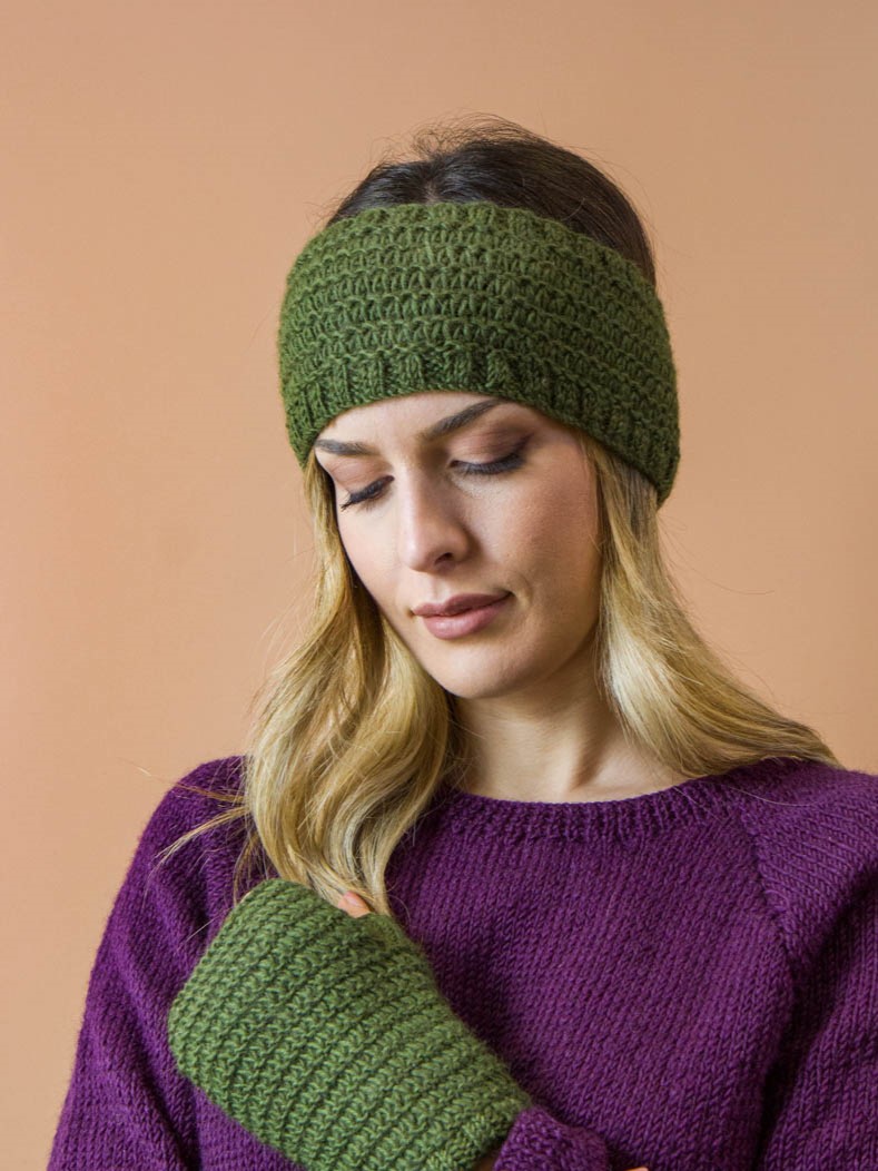 Fascia para orecchie in lana, fatta a mano, Verde On EArth