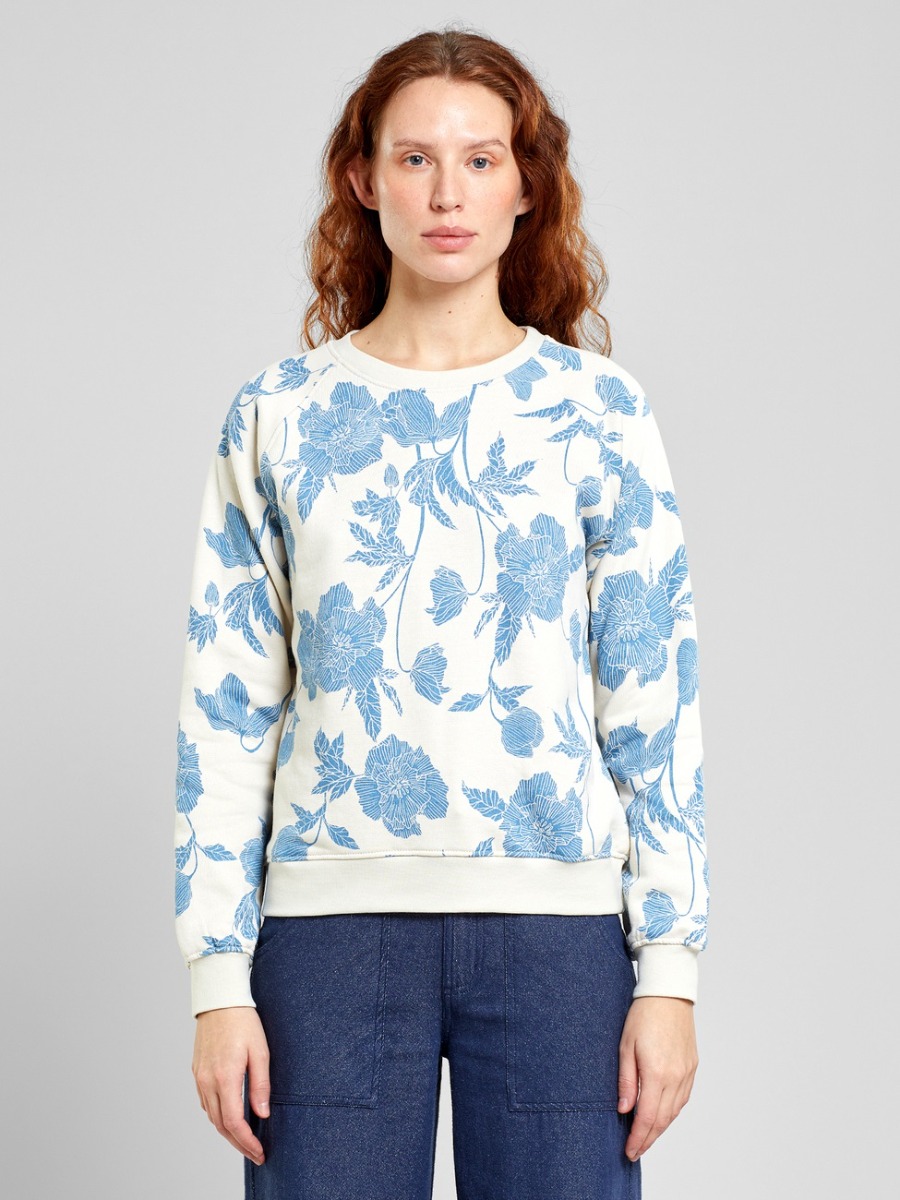 Felpa donna cotone organico Ystad Duotone Floral Oat