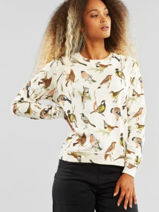 Felpa donna Ystad Birds cotone bio