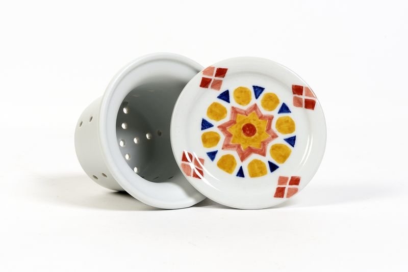 Filtro tisaniera per Mug MAIOLICA giallo/blu in ceramica - Mediterraneo