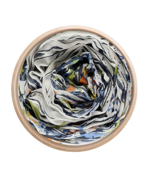 Foulard sciarpa Bamboo Pollock bianco