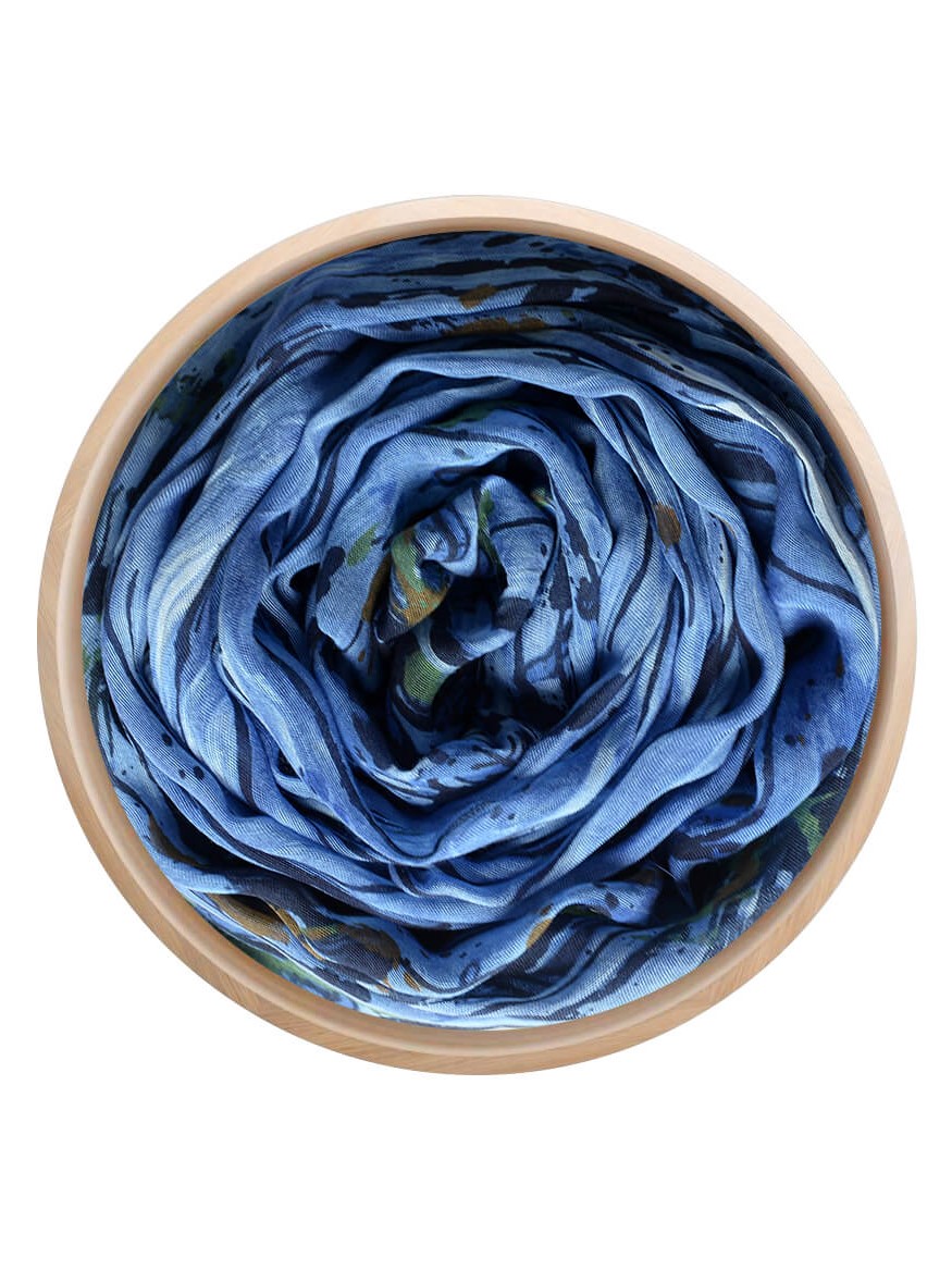 Foulard sciarpa bamboo Pollock blu