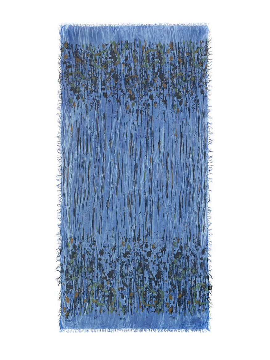 Foulard sciarpa bamboo Pollock blu