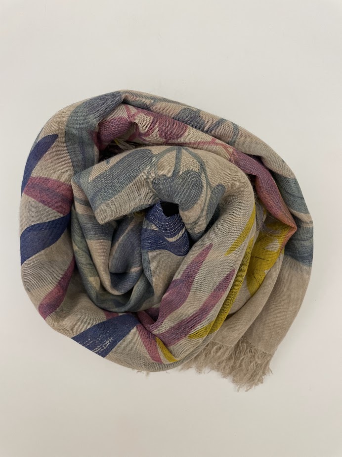 Foulard sciarpa bamboo Hokusai beige