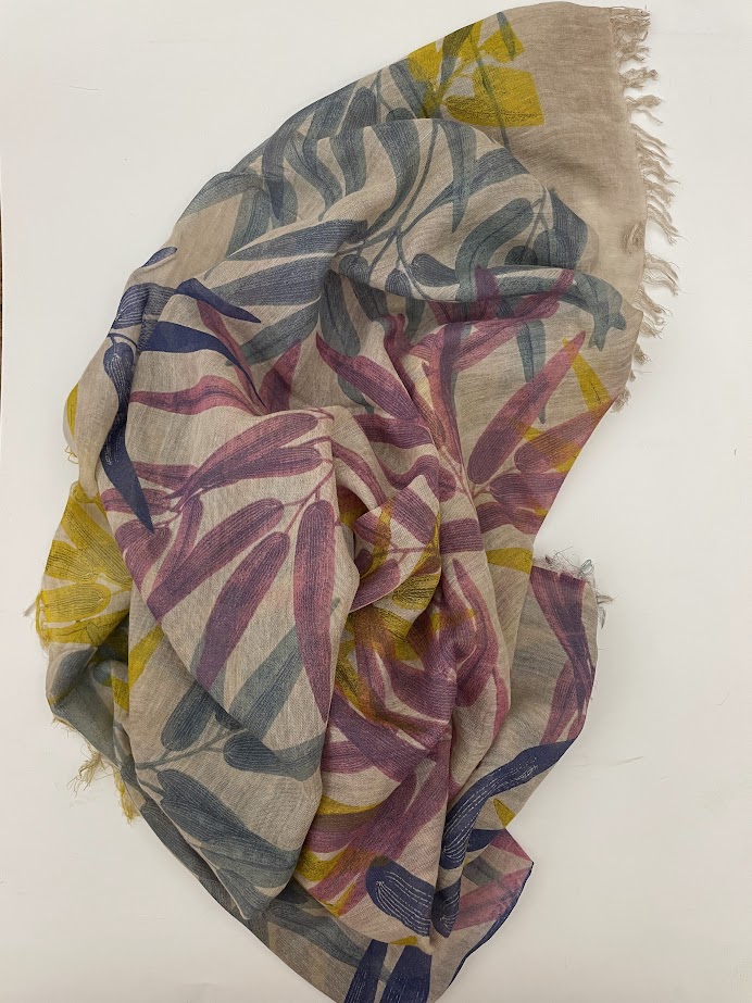 Foulard sciarpa bamboo Hokusai beige