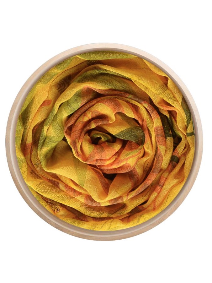 Foulard sciarpa bamboo Hokusai giallo mandarino