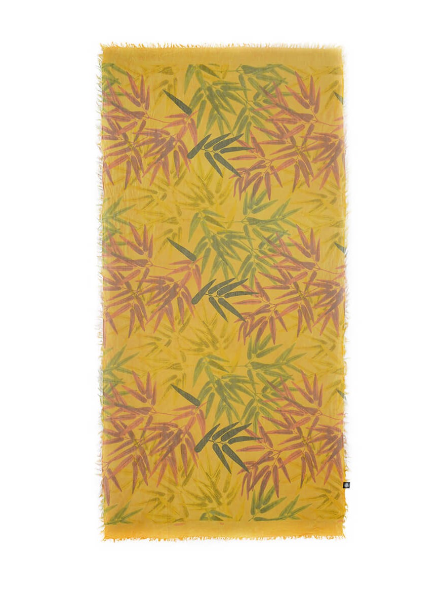 Foulard sciarpa bamboo Hokusai giallo mandarino