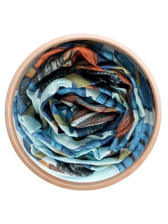Foulard sciarpa bamboo Magritte celeste