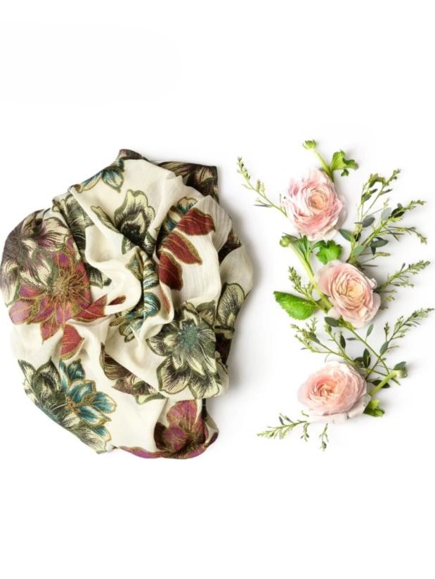 Foulard sciarpa in bamboo Seurat avorio