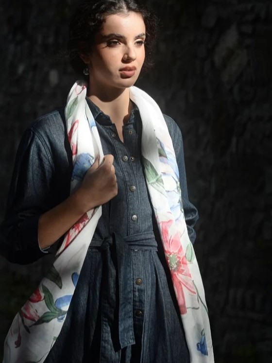 Foulard sciarpa bamboo DE NITTIS bianco