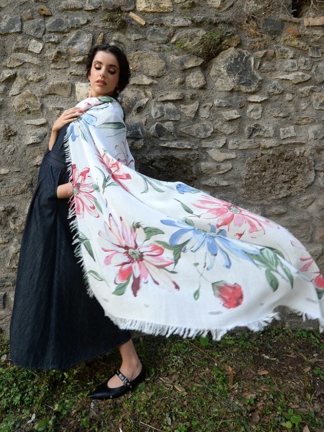 Foulard sciarpa bamboo DE NITTIS bianco