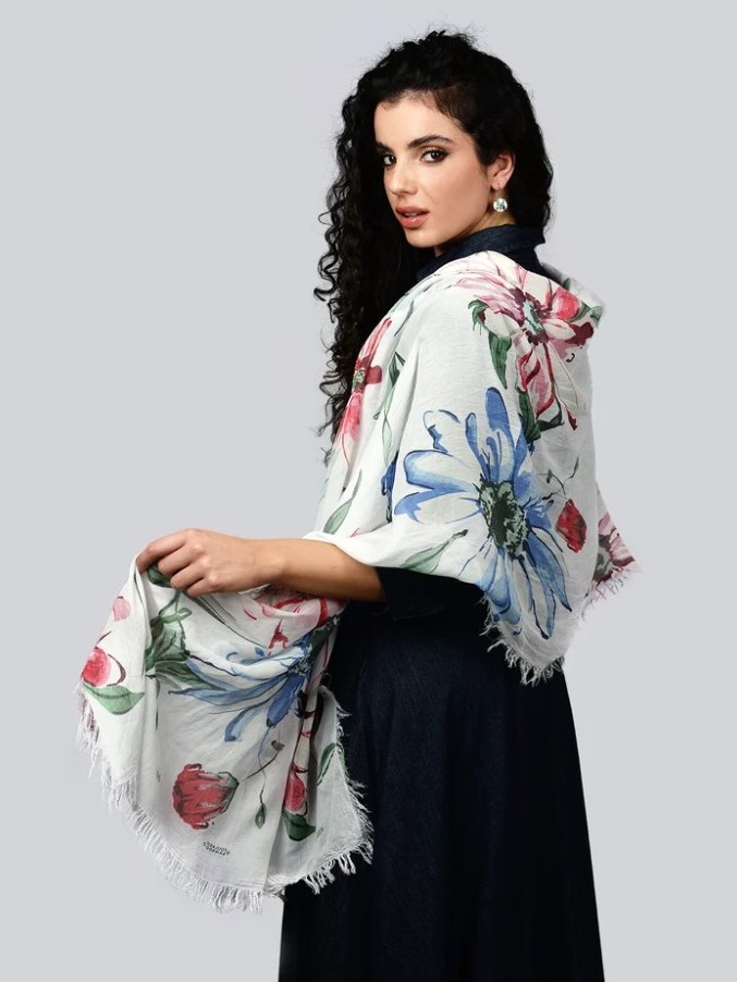 Foulard sciarpa bamboo DE NITTIS bianco