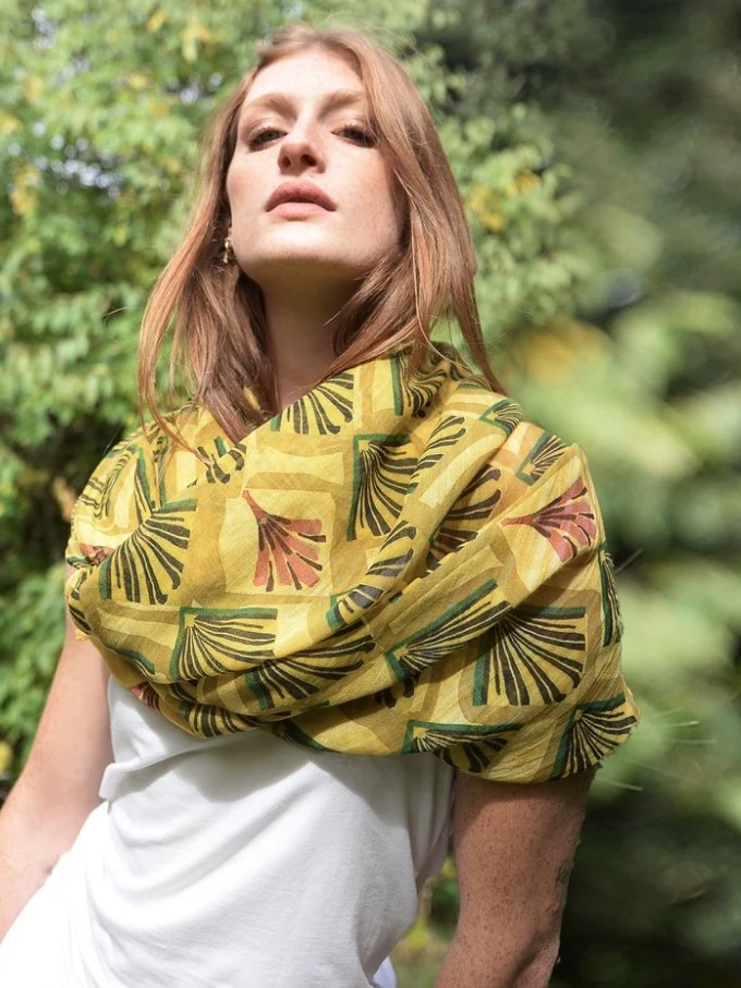 Foulard sciarpa bamboo Erté Giallo Ocra