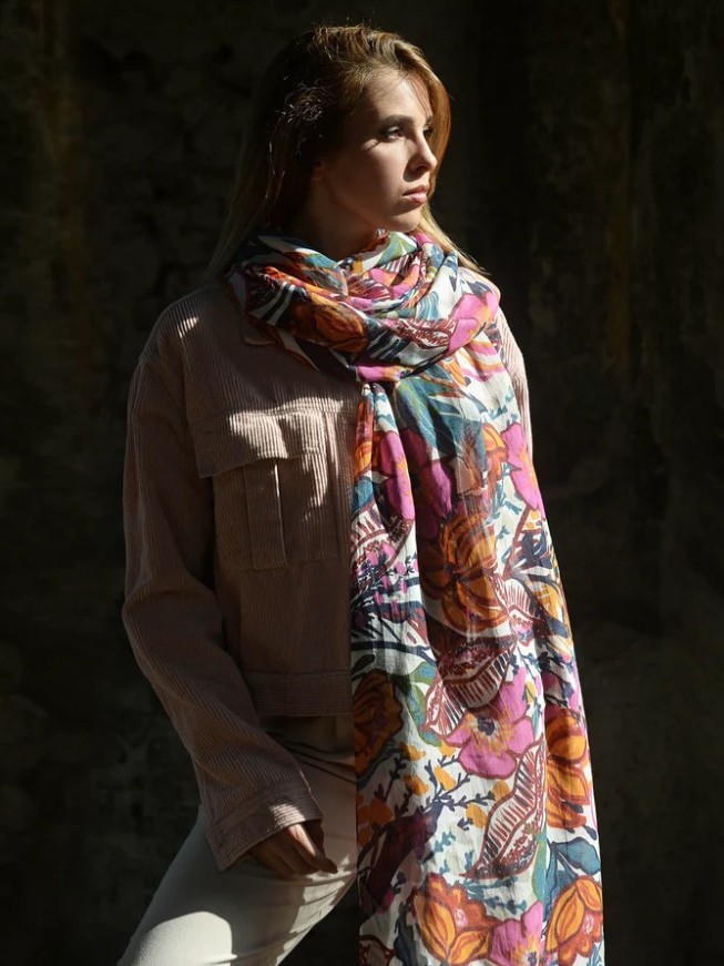 Foulard Bamboo Gauguin Bianco