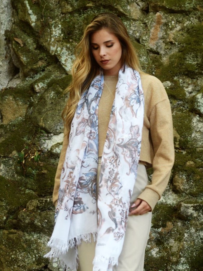 Foulard sciarpa bamboo Goya Bianco