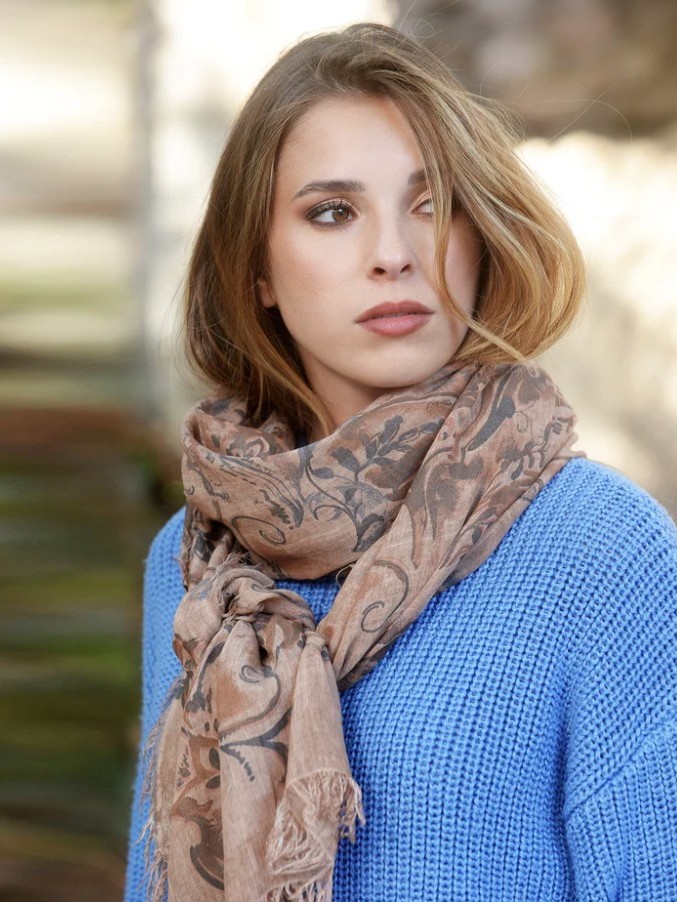 Foulard sciarpa bamboo Goya Marrone
