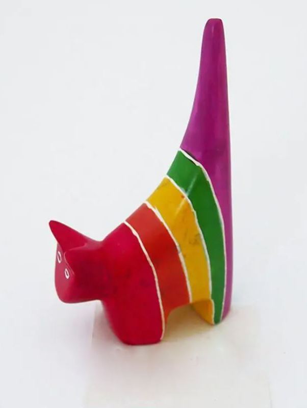 Gatto in pietra saponaria Arcobaleno