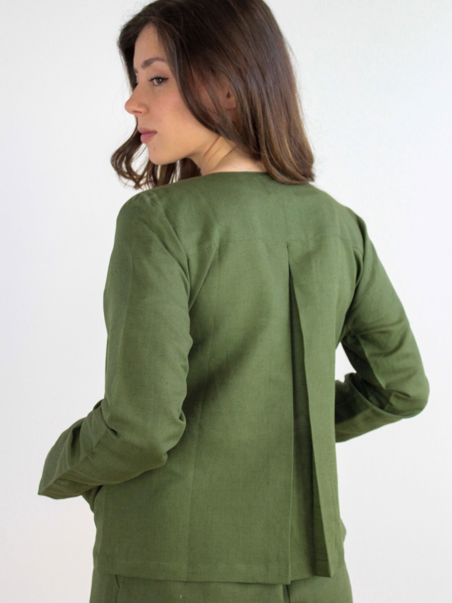 Giacca donna in lino Citrus Verde foresta - On Earth