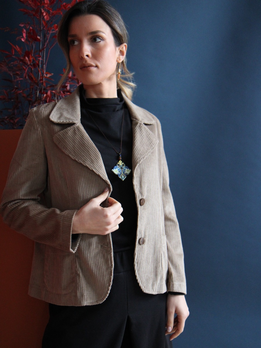 Giacca in velluto donna a coste beige ELOISA - Trame