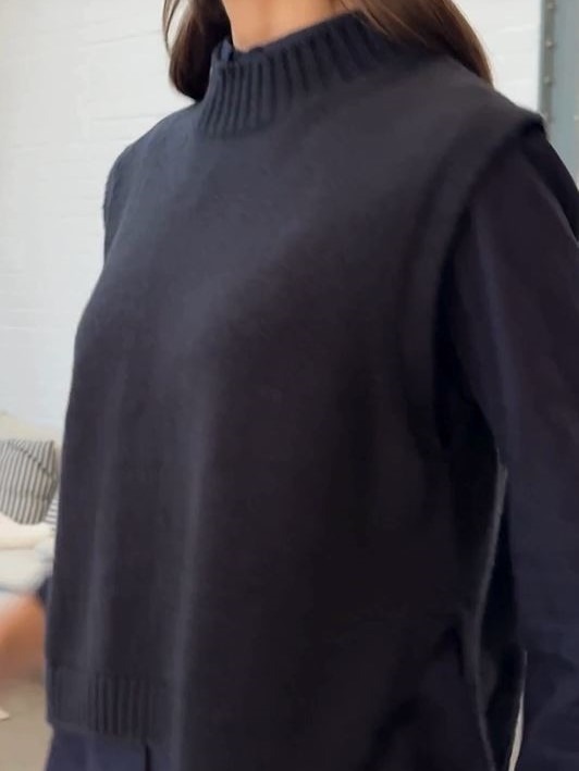 Maglia donna a gilet in cotone Blu
