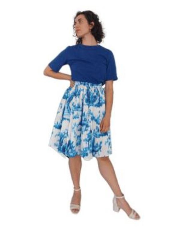 Gonna a campana fantasia azzurro bianco Alissa