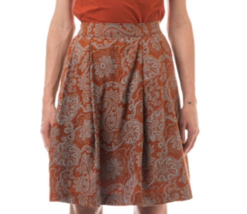 Gonna corta a pieghe Orione Arancio picante fantasia Paisley On Earth - Altromercato